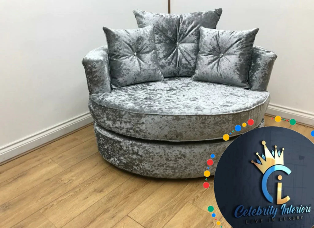 Crushed velvet sofa and cuddle outlet chair