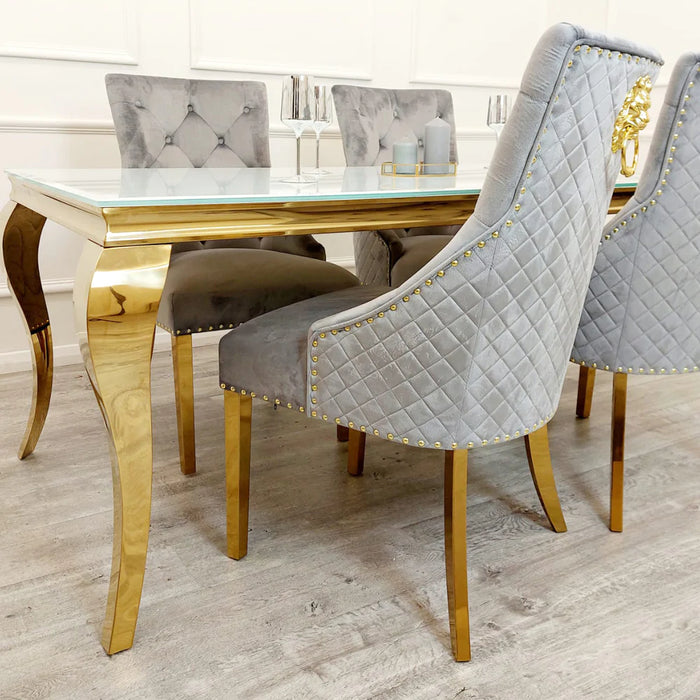 Louis Dining Table Gold with Glass/Sintered Stone Top