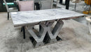 Majestic Dining Table - Grey & Chrome Marble Table