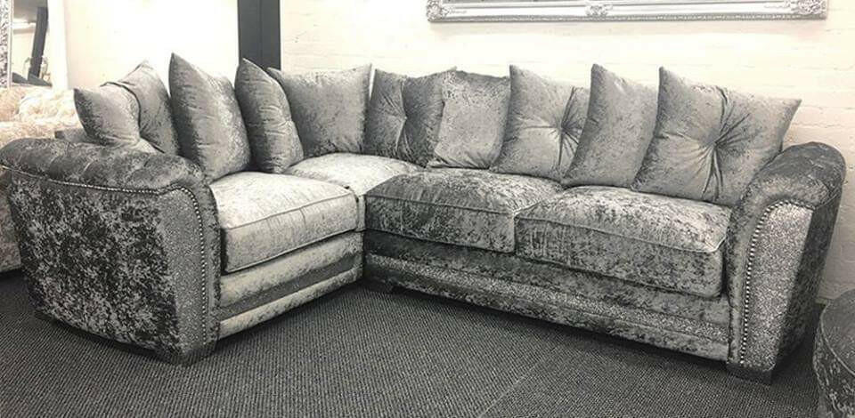 Rachel glitter crushed velvet corner sofa range