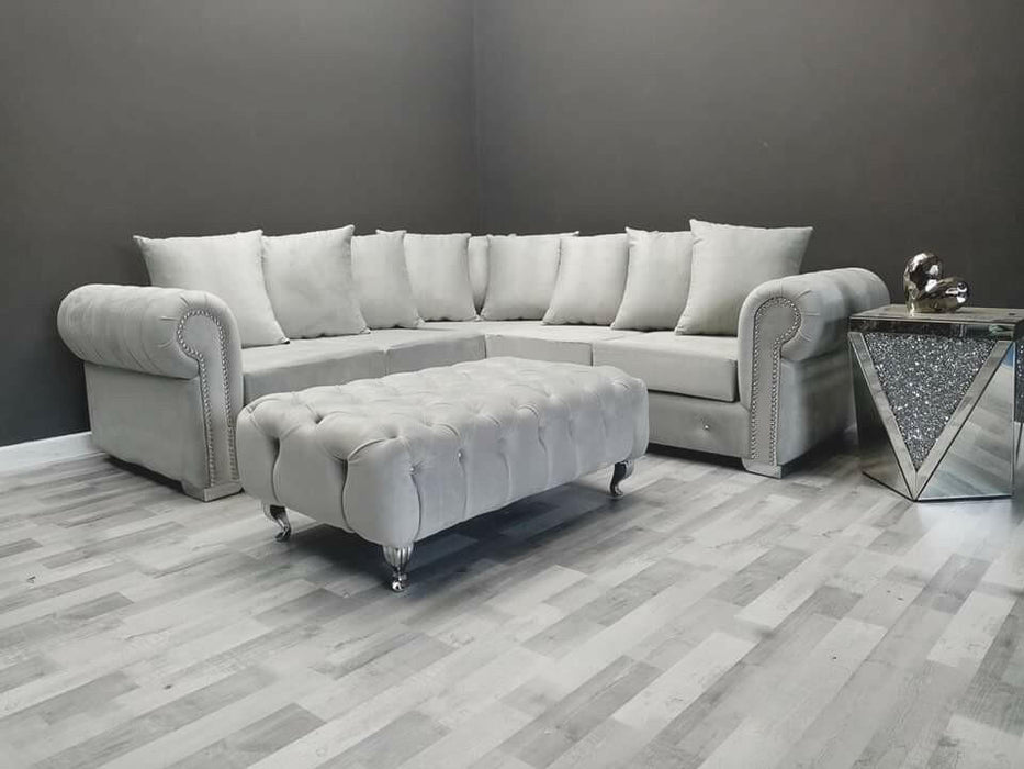 Valmar grey deals velvet sofa