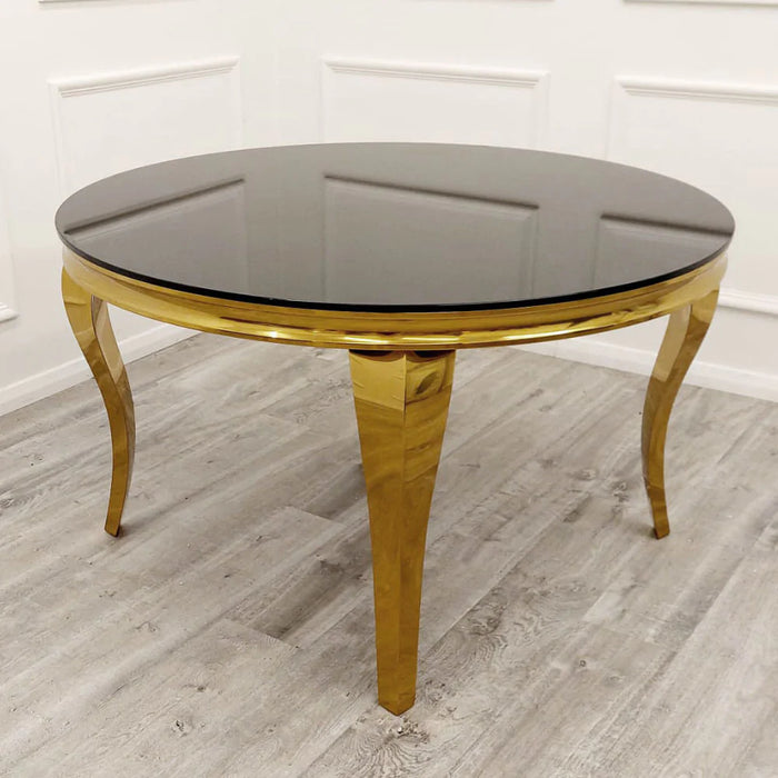 Louis Dining Table Gold with Glass/Sintered Stone Top