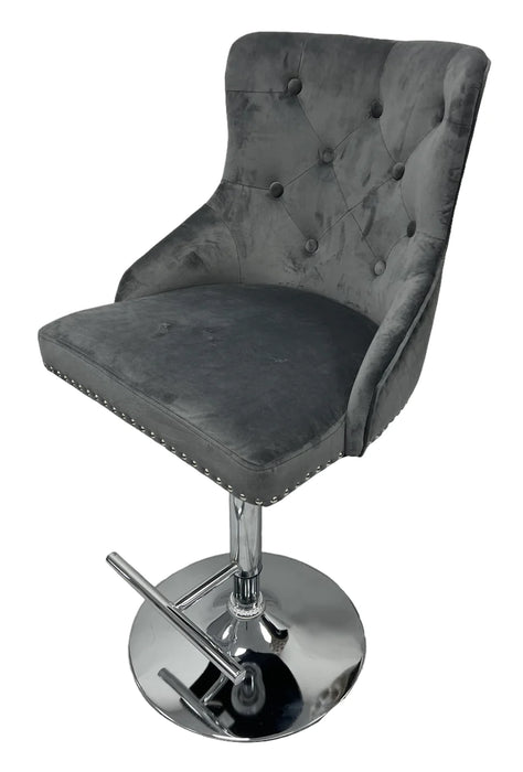 Mayfair Brushed Velvet Bar stool Lion Knocker