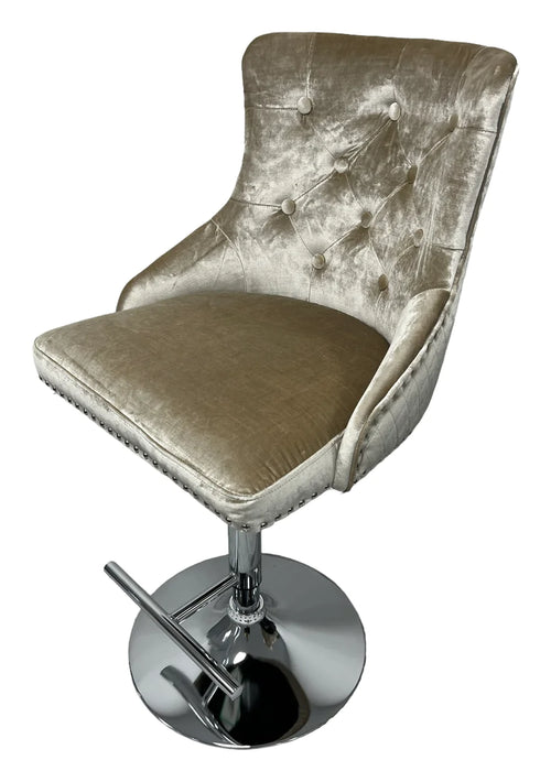 Mayfair Brushed Velvet Bar stool Lion Knocker