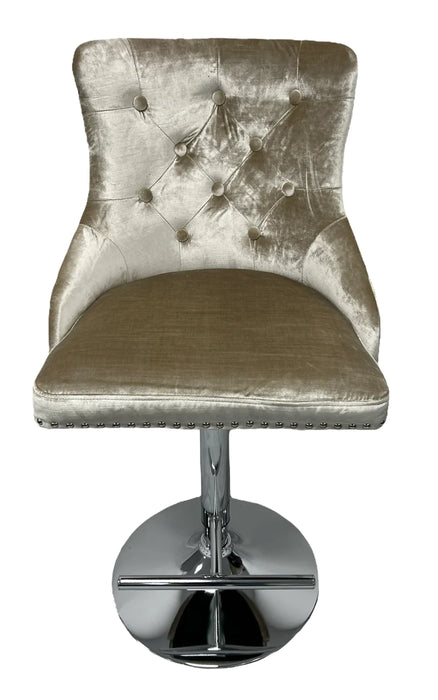 Mayfair Brushed Velvet Bar stool Lion Knocker