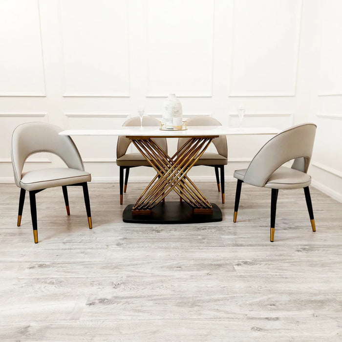 Orion Gold 1.8 Dining Table with Polar White Sintered Stone Top