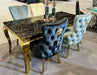 Sofia Black & Gold Marble Table + Victoria Dining Chairs