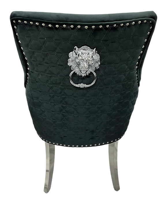 Lexi Chair Black Plush Velvet & Chrome Detailing