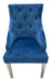 Lexi Chair Navy Blue Plush Velvet & Chrome Detailing