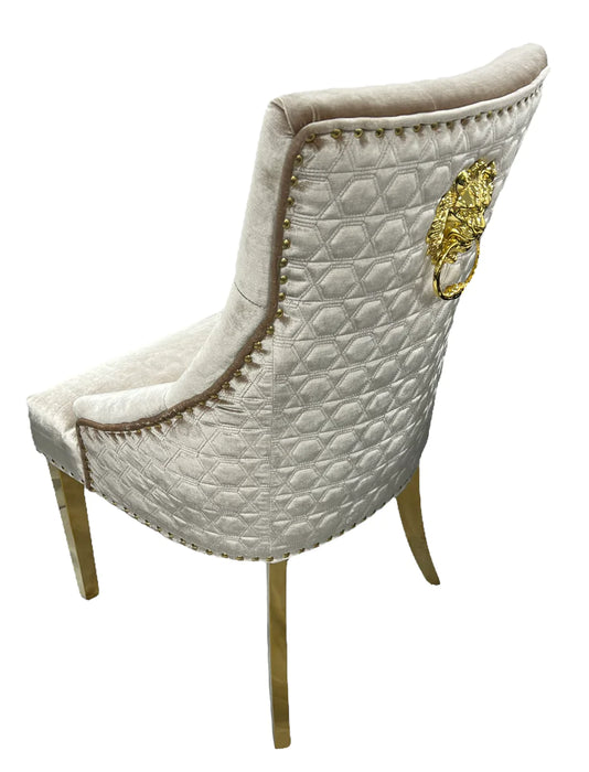 Lexi Chair Mink Pewter Velvet & Gold Detailing