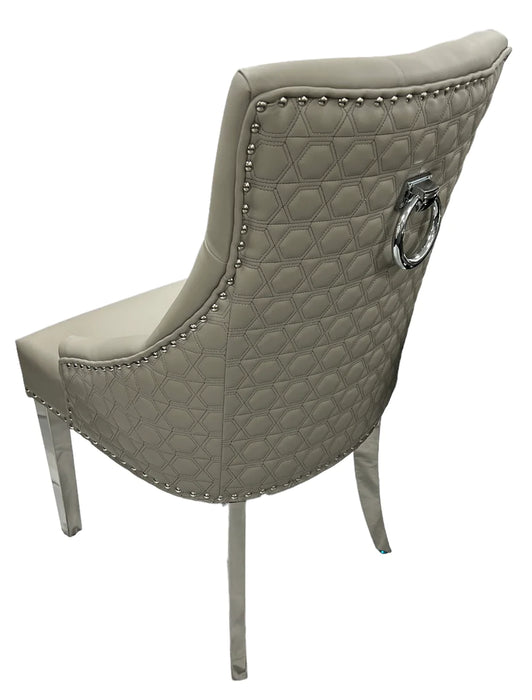 Lexi Chair Mink Pu Leather & Chrome Legs - Round Knocker