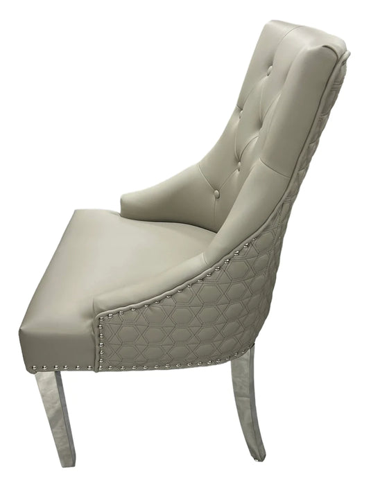 Lexi Chair Mink Pu Leather & Chrome Legs - Round Knocker