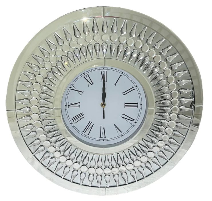 Round Pear Drop Mirrored clock 50cm