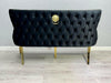 Victoria Velvet Dining Bench With Gold Pedestal