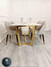 Lucien 1.8m Pandora Gold Sintered Stone Top & Astra Leather Chairs