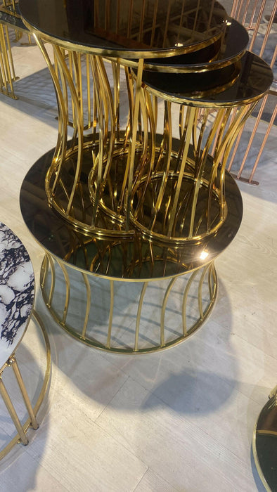 ZINA NEST OF TABLES 3+1 - BLACK AND GOLD - NOW ON SALE