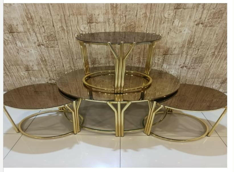 LUNA NEST OF TABLES 3+1 - BLACK AND GOLD